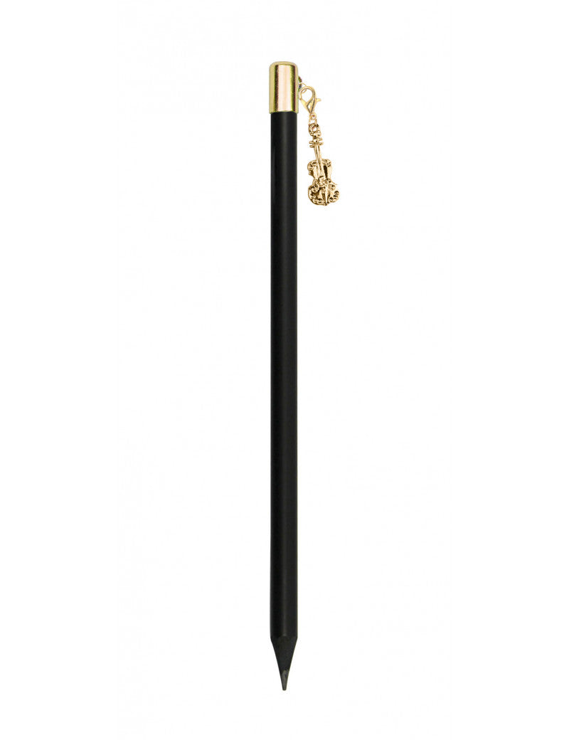 Black Pencil with a Gold Violin Charm