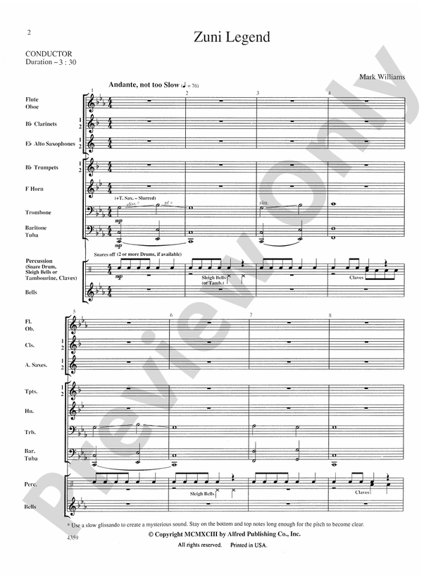 Zuni Legend - Concert Band Conductor Score & Parts (Digital Download)