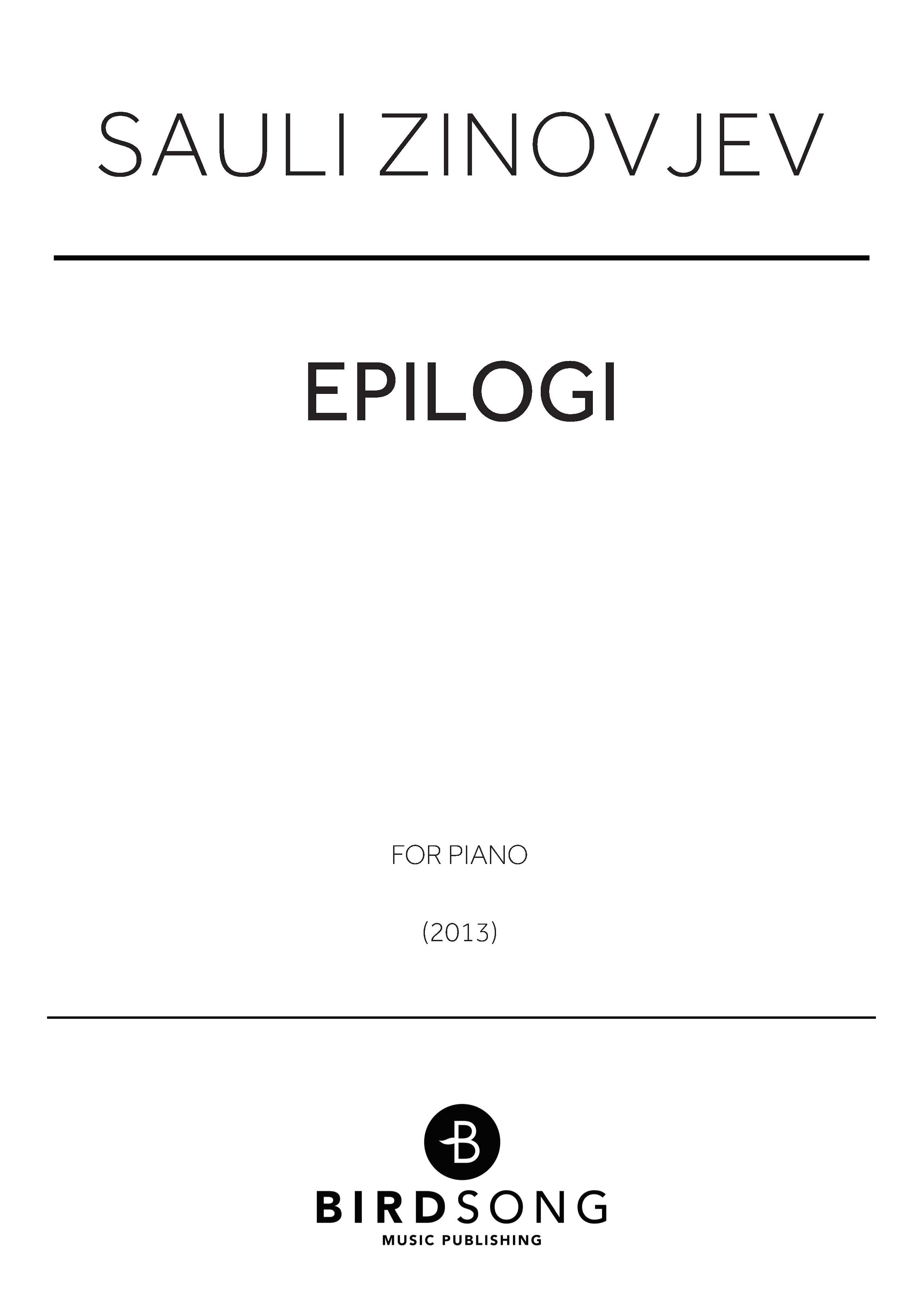 Zinovjev - Epilogi - Piano Solo (Digital Download)