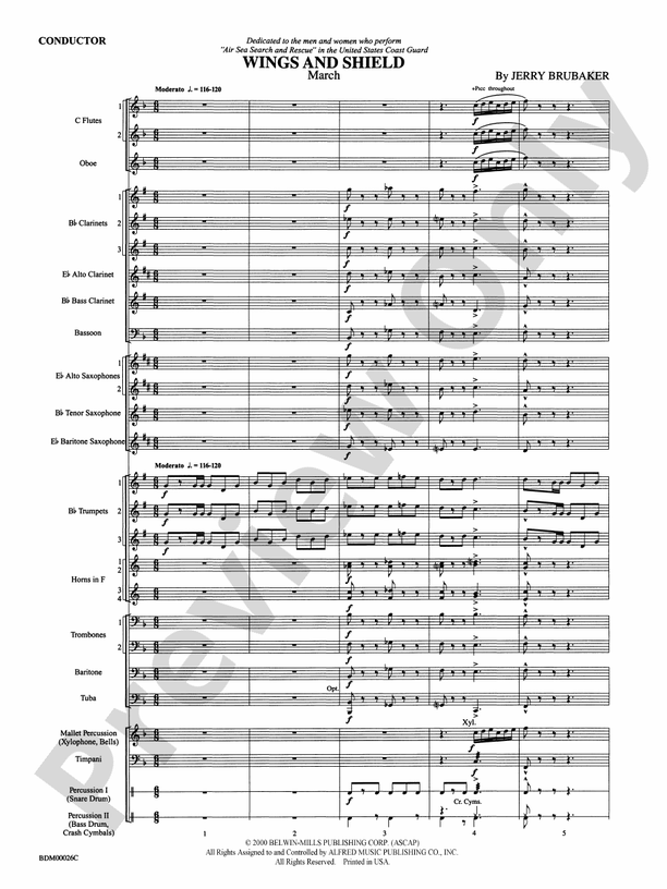 Wings and Shield - Concert Band Conductor Score & Parts (Digital Download)