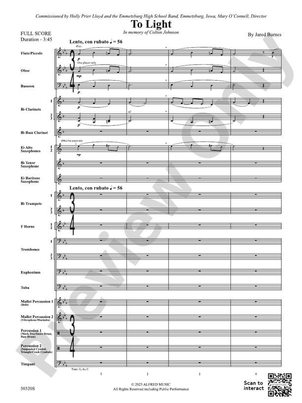To Light - Concert Band Conductor Score & Parts (Digital Download)