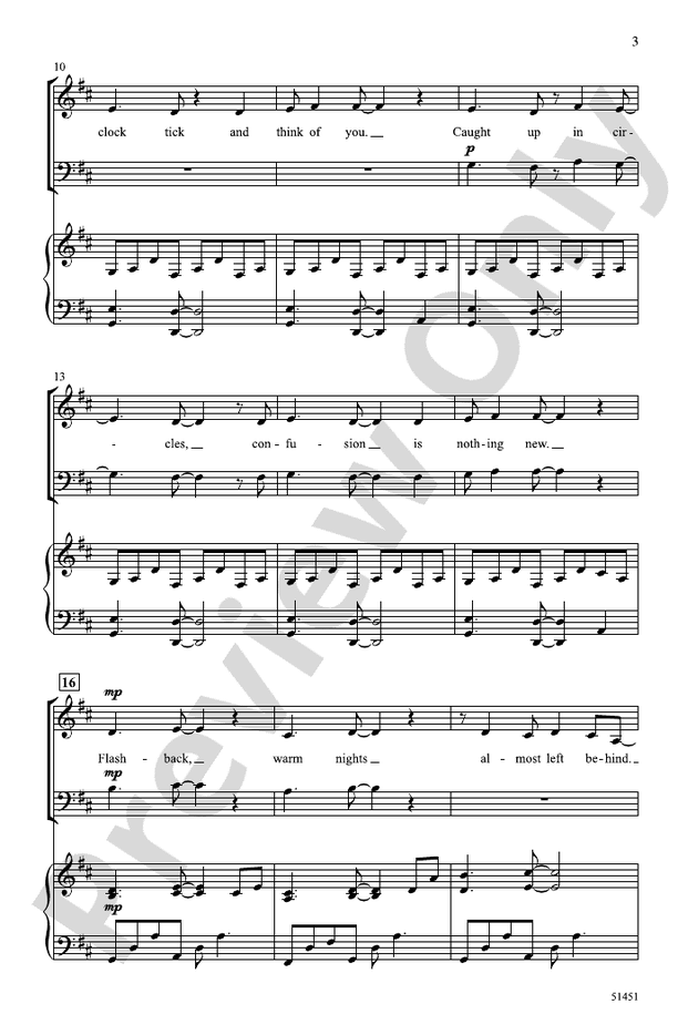 Time After Time - SAB/3 Part Mixed Choral Octavo (Digital Download)