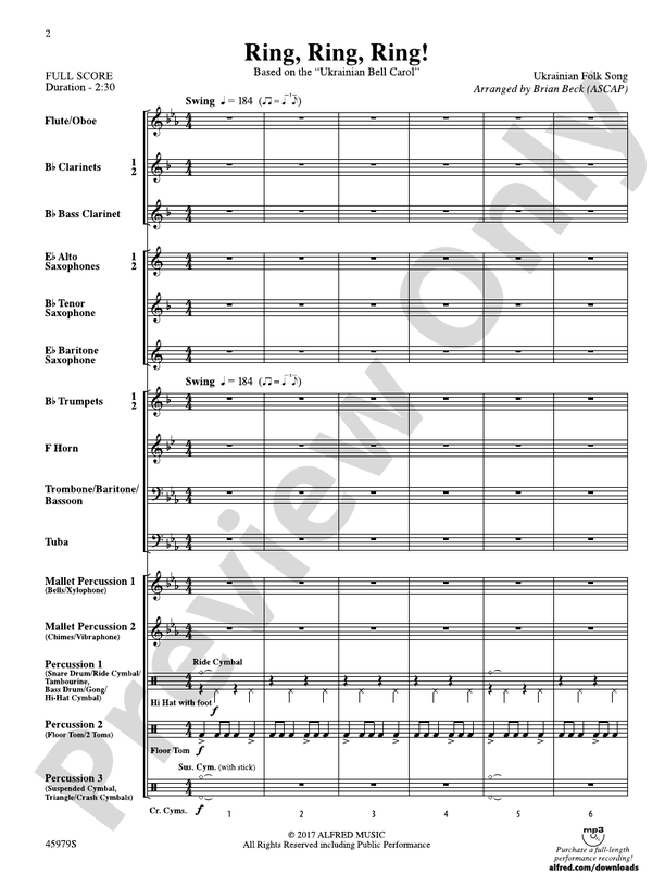 Ring, Ring, Ring! - Concert Band Conductor Score & Parts (Digital Download)