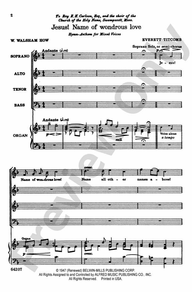 Jesus! Name of Wondrous Love – SATB Choral Octavo (Digital Download)