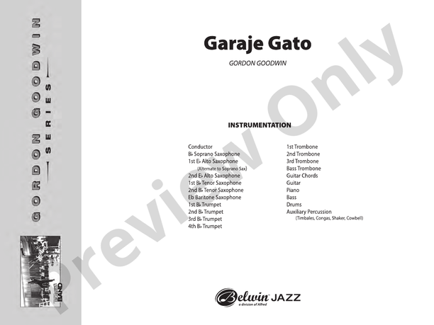 Garaje Gato (Grade 6) - Jazz Ensemble Conductor Score & Parts (Digital Download)