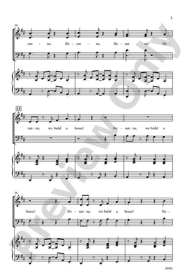 Hosanna, We Build a House – 3-Part Mixed (Digital Download)