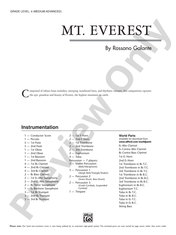 Mt. Everest - Concert Band Conductor Score & Parts (Digital Download)
