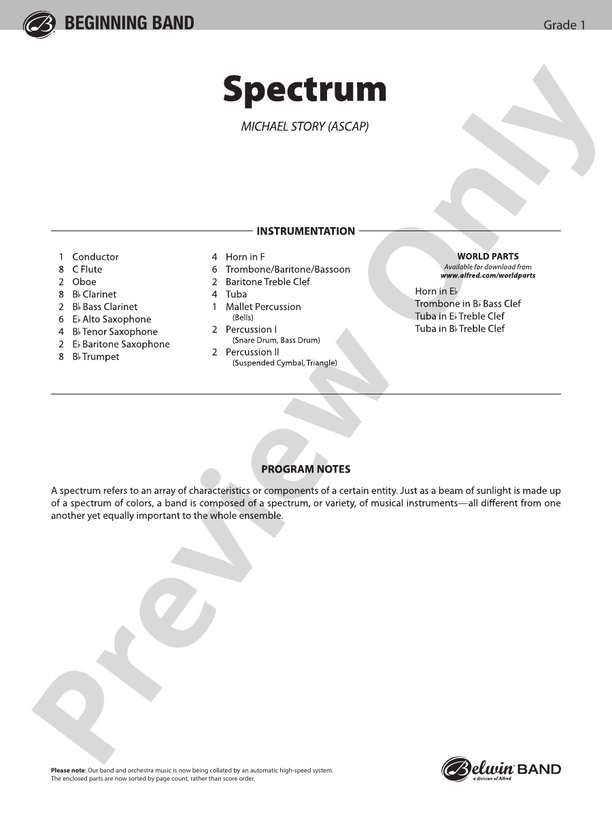 Spectrum - Concert Band Conductor Score & Parts (Digital Download)