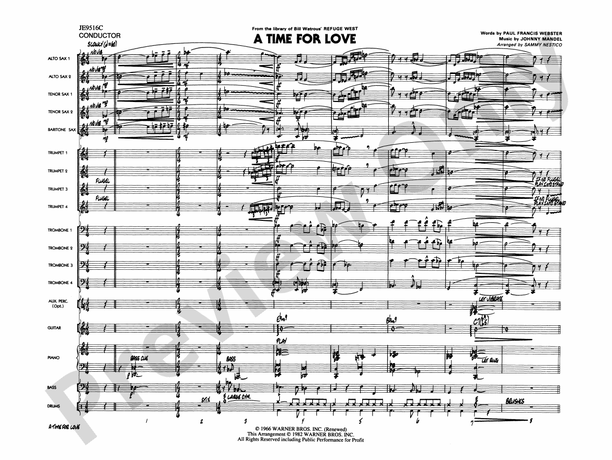 A Time for Love - Jazz Ensemble Conductor Score & Parts (Digital Download)