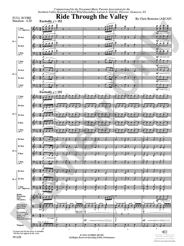 Ride Through the Valley (Flexible Arrangement) - Concert Band Conductor Score & Parts (Digital Download)