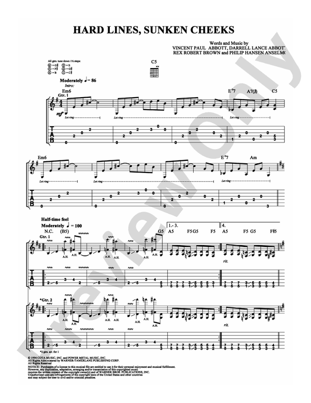 Hard Lines, Sunken Cheeks - Guitar TAB (Digital Download)
