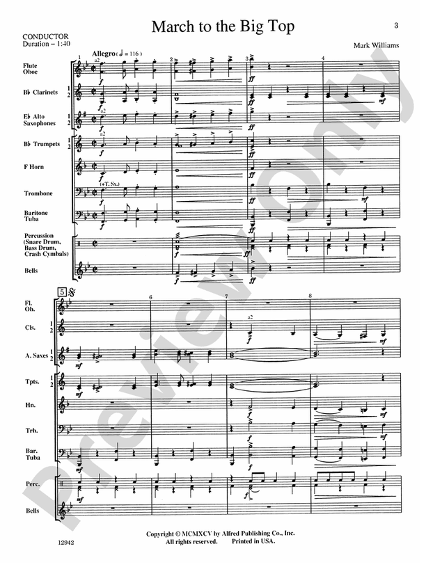 March to the Big Top - Concert Band Conductor Score & Parts (Digital Download)