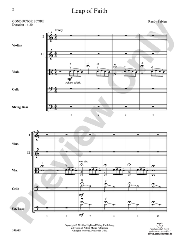 Leap of Faith – String Orchestra Conductor Score & Parts (Digital Download)