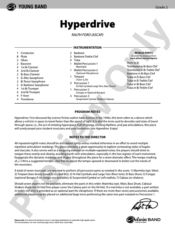 Hypnotic Memories - Concert Band Conductor Score & Parts (Digital Download)