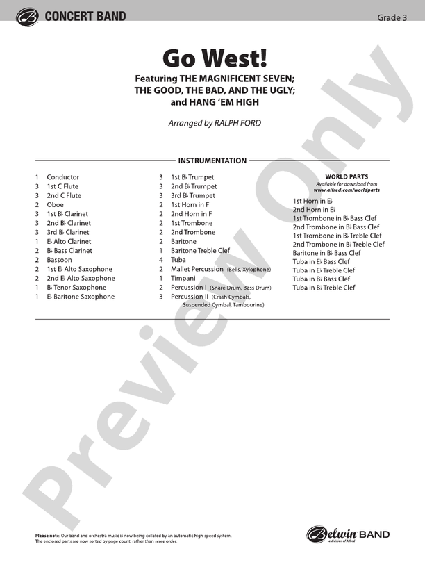 Go West! - Concert Band Conductor Score & Parts (Digital Download)
