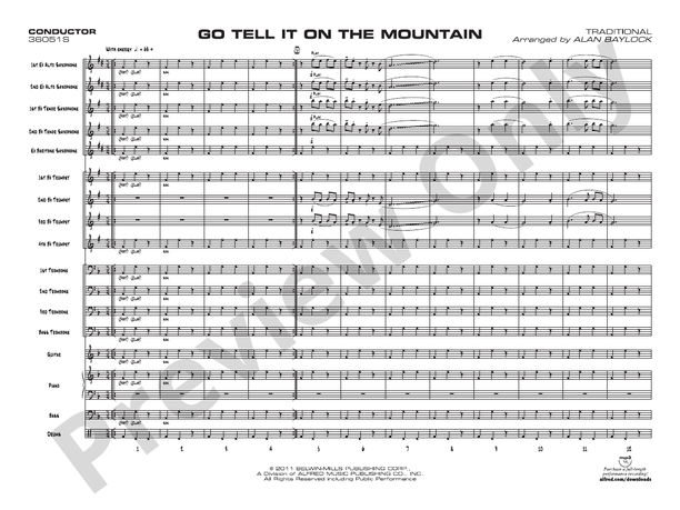 Go Tell It on the Mountain (Grade 3) - Jazz Ensemble Conductor Score & Parts(Digital Download)