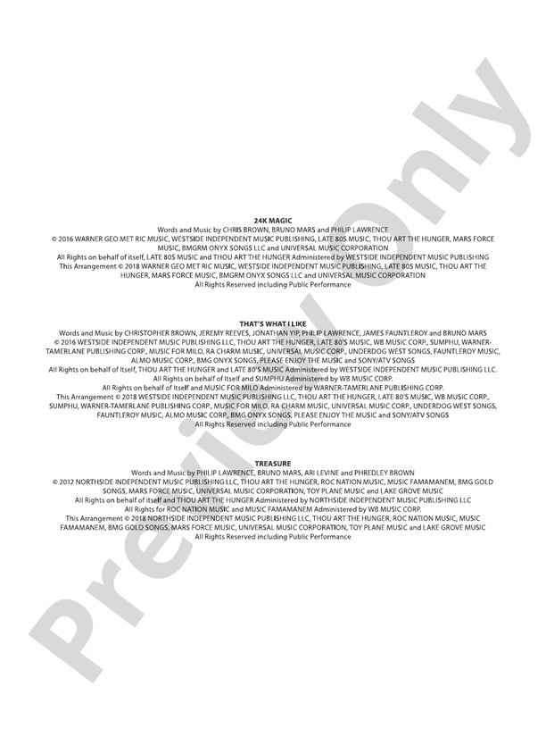 Bruno Mars on Tour - Concert Band Conductor Score & Parts (Digital Download)
