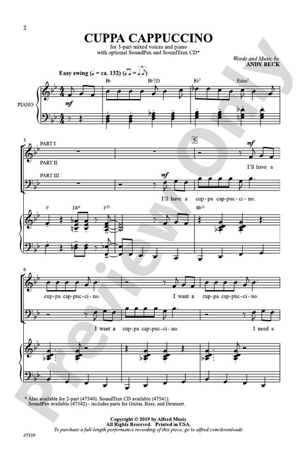 Cuppa Cappuccino – 3-Part Mixed Choral Octavo (Digital Download)