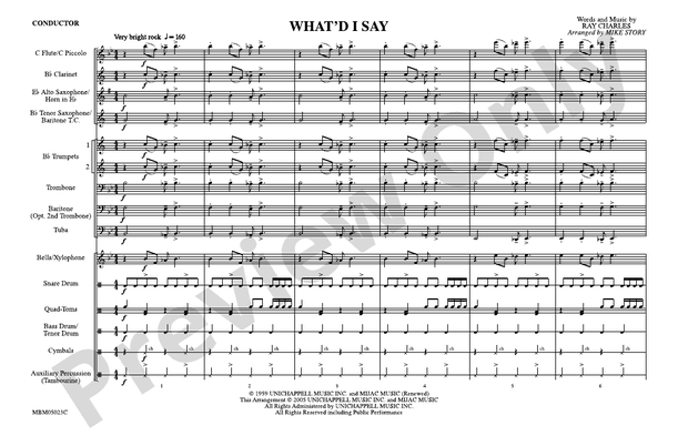 What'd I Say – Marching Band Conductor Score & Parts (Digital Download)