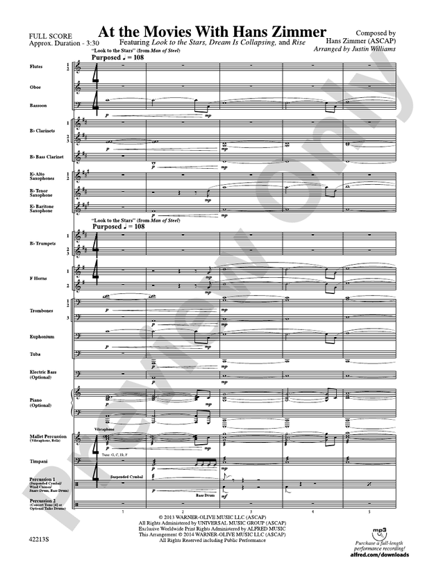 At the Movies with Hans Zimmer - Concert Band Conductor Score & Parts (Digital Download)