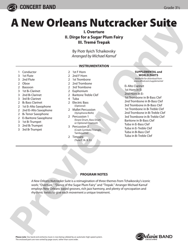 A New Orleans Nutcracker Suite - Concert Band Conductor Score & Parts (Digital Download)