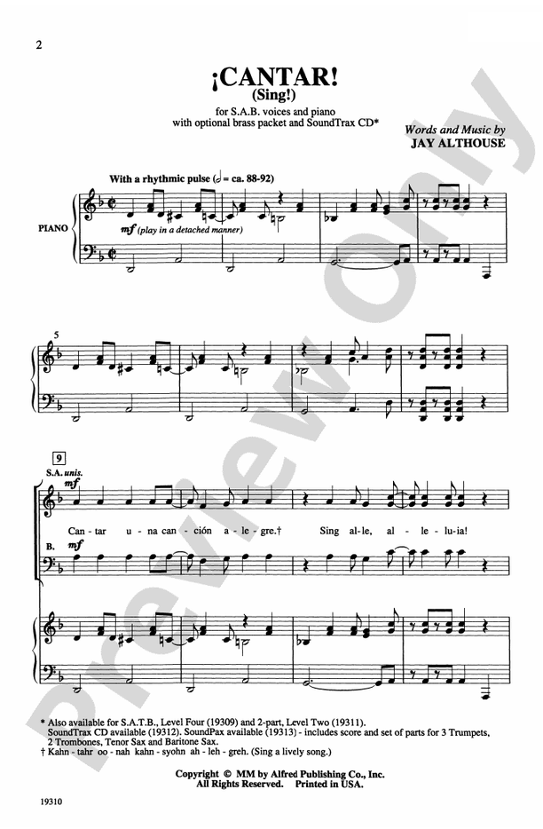 ¡Cantar! (Sing!) - SAB Choral Octavo (Digital Download)