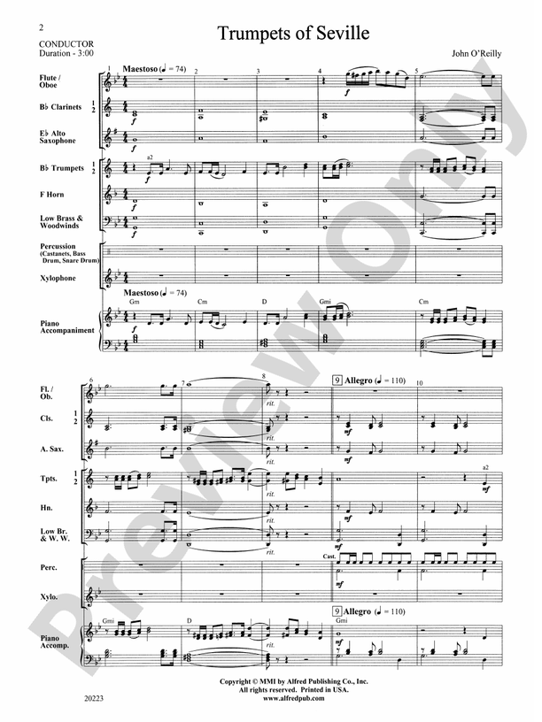 Trumpets of Seville - Concert Band Conductor Score & Parts (Digital Download)