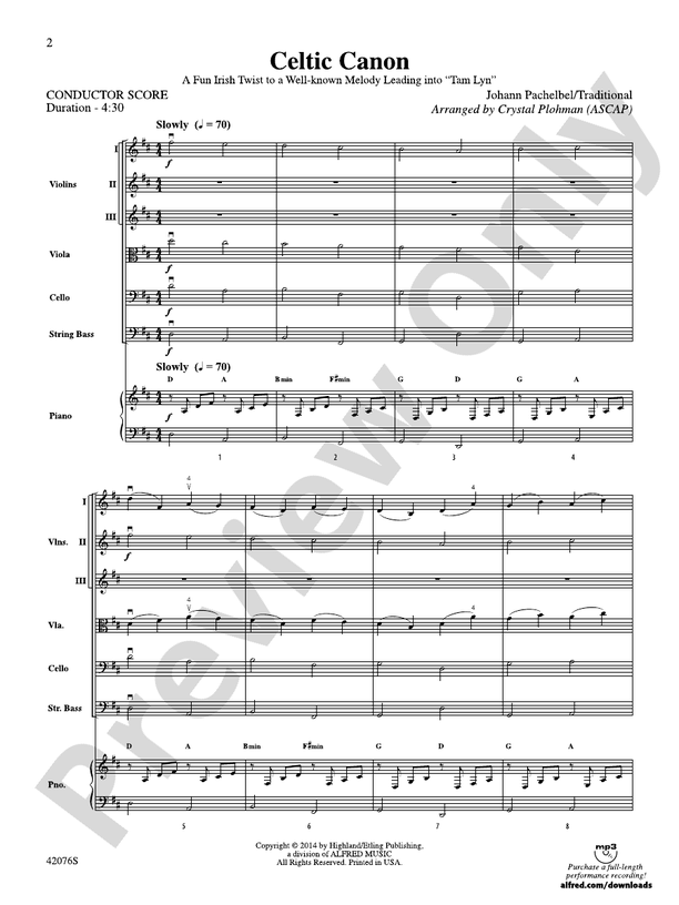 Celtic Canon – String Orchestra Conductor Score & Parts (Digital Download)