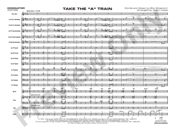 Take the "A" Train (Grade 2.5) - Jazz Ensemble Conductor Score & Parts(Digital Download)