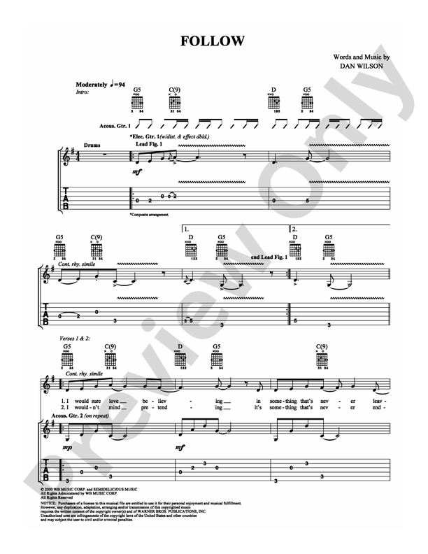 Follow - Semisonic - Guitar TAB (Digital Download)