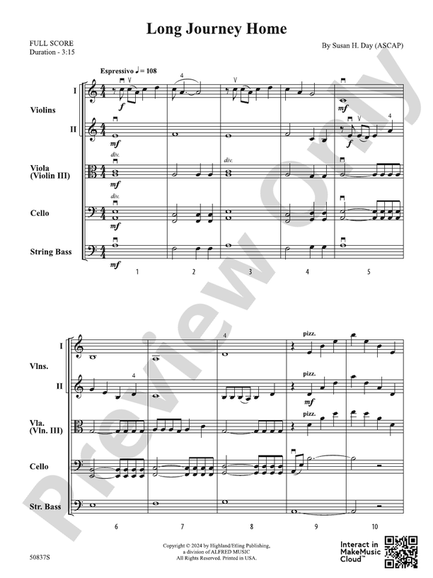 Long Journey Home – Flexible String Ensemble Score & Parts