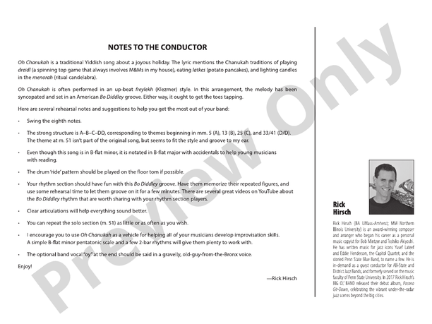 Oh Chanukah – Jazz Ensemble Conductor Score & Parts (Digital Download)