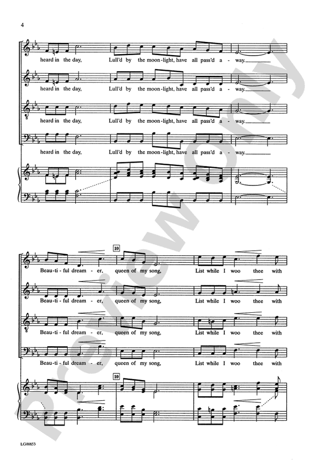 Beautiful Dreamer - Arr. Shaw/Parker – SATB Choral Octavo (Digital Download)