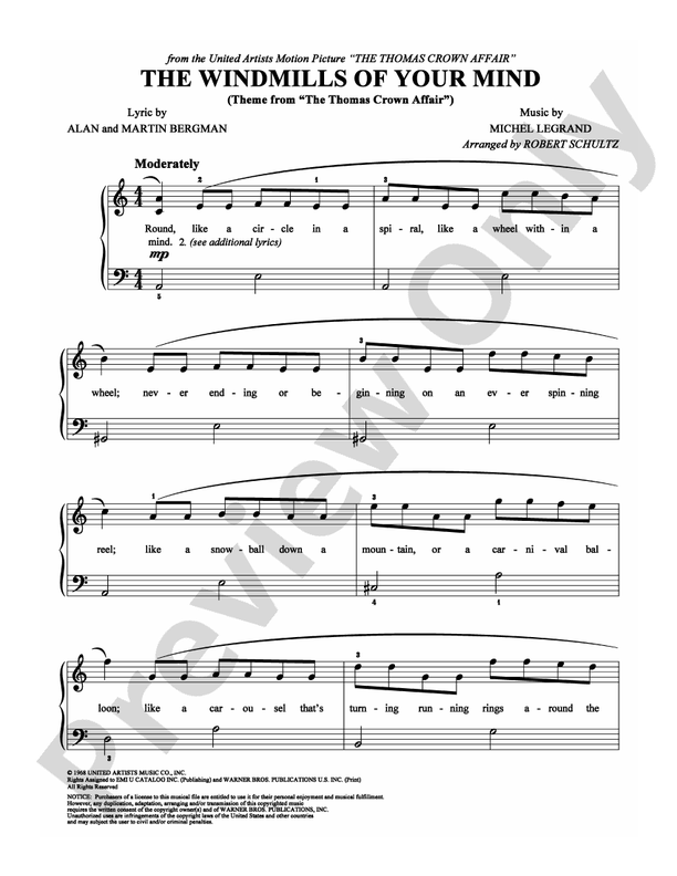 The Windmills of Your Mind (Theme from "The Thomas Crown Affair") - DSM-PS-0009852 - Easy Piano (Digital Download)