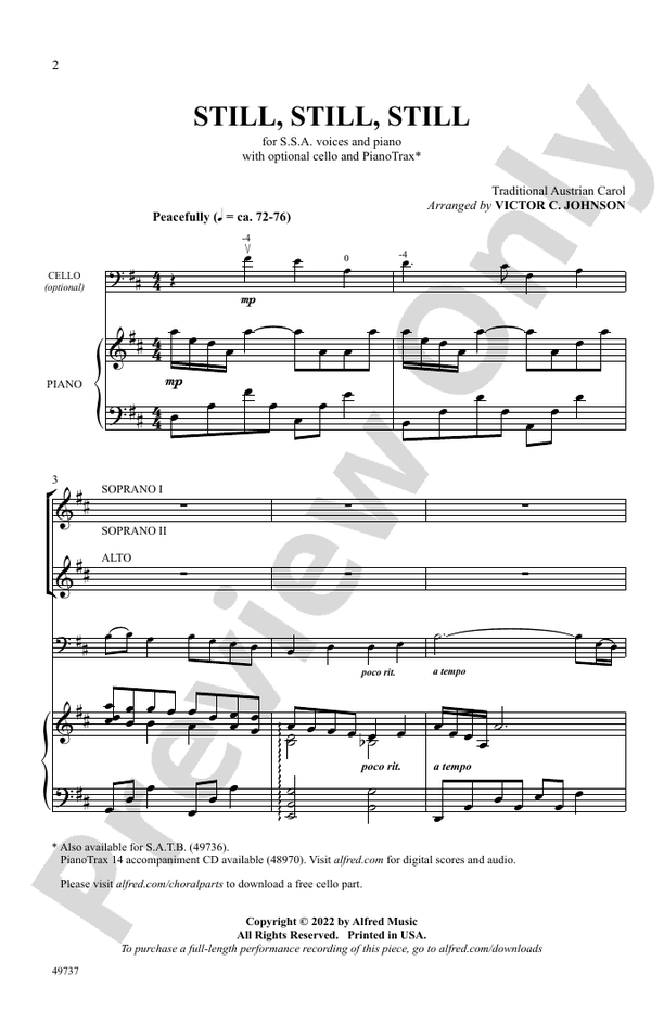 Still, Still, Still - SSA Choral Octavo (Digital Download)