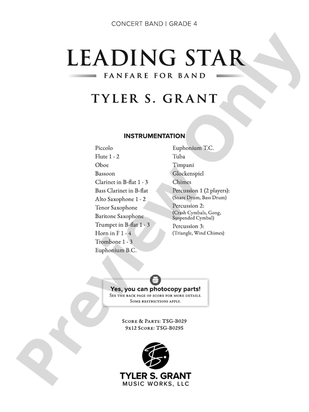 Leading Star Fanfare - Concert Band Conductor Score & Parts (Digital Download)
