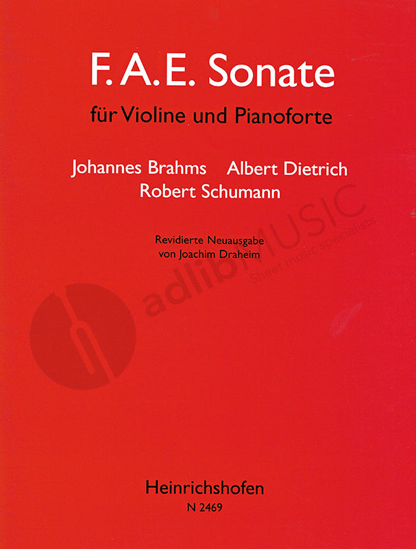 Brahms/Schumann/Dietrich - F-A-E Sonata - Violin/Piano Accompaniment Noetzel N2469
