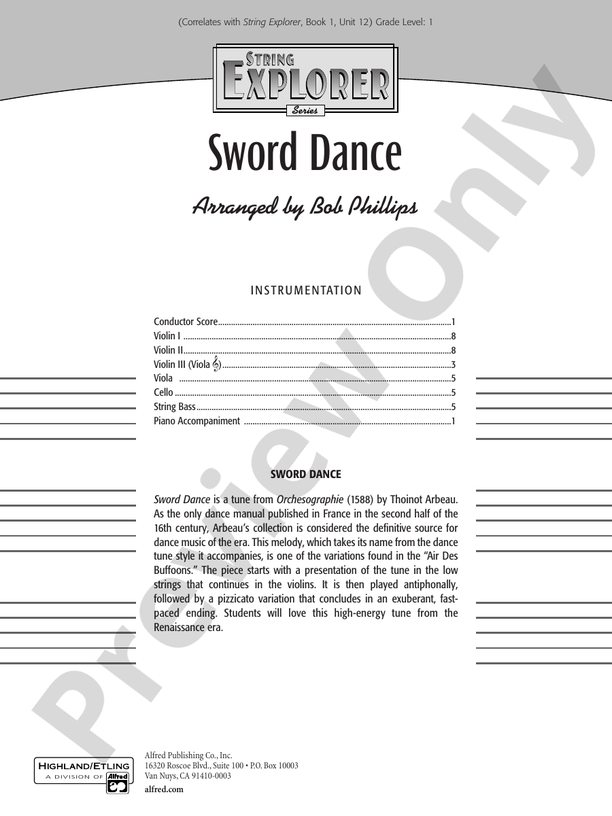 Sword Dance – String Orchestra Conductor Score & Parts (Digital Download)