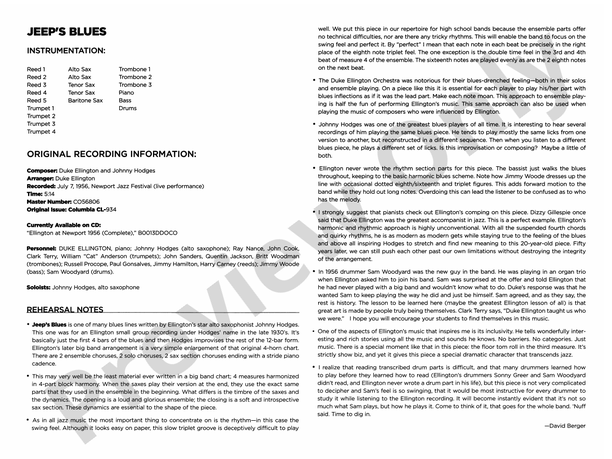 Jeep's Blues - Jazz Ensemble Conductor Score & Parts (Digital Download)