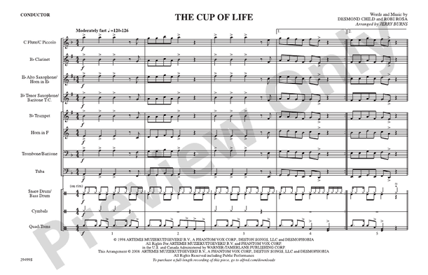 The Cup of Life – Marching Band Conductor Score & Parts (Digital Download)