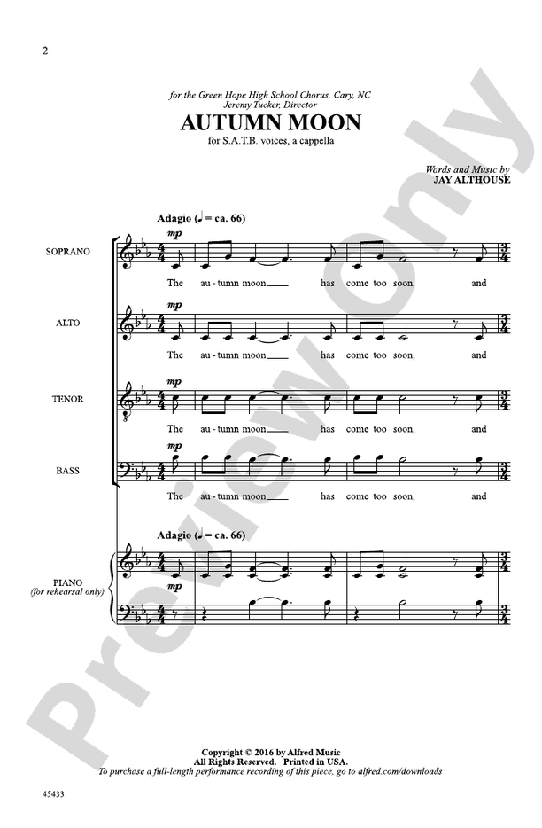 Autumn Moon – SATB, a cappella Choral Octavo (Digital Download)