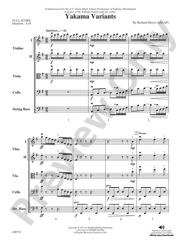 Yakama Variants - String Orchestra Conductor Score & Parts (Digital Download)