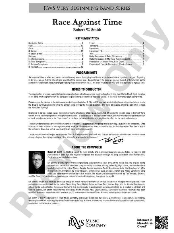Race Against Time - Concert Band Conductor Score & Parts(Digital Download)