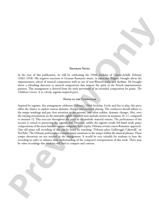 Golliwogg's Cakewalk – String Orchestra Conductor Score & Parts (Digital Download)