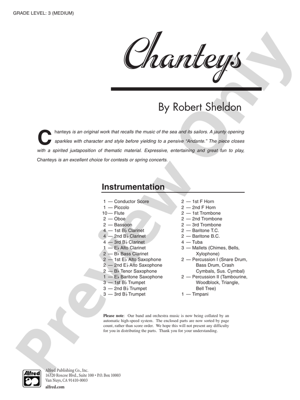 Chanteys - Concert Band Conductor Score & Parts (Digital Download)