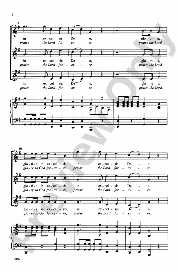 Gloria - Franz Joseph Haydn – SSA Choral Octavo (Digital Download)