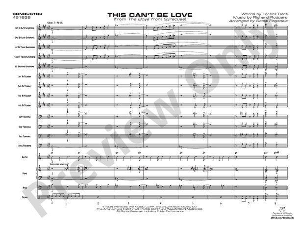 This Can't Be Love – Jazz Ensemble Conductor Score & Parts (Digital Download)
