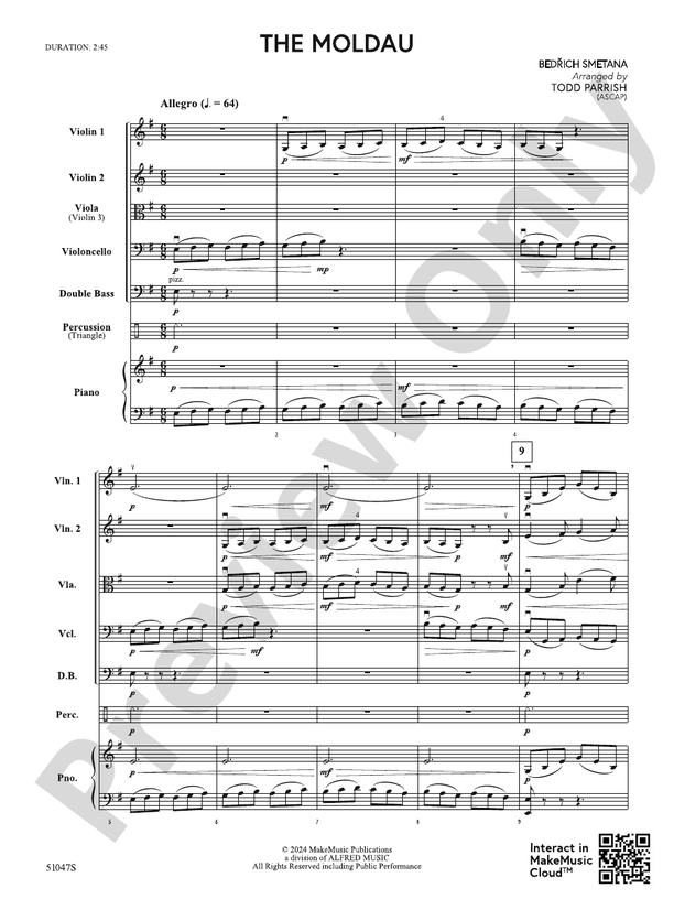 The Moldau – String Orchestra Conductor Score & Parts (Digital Download)