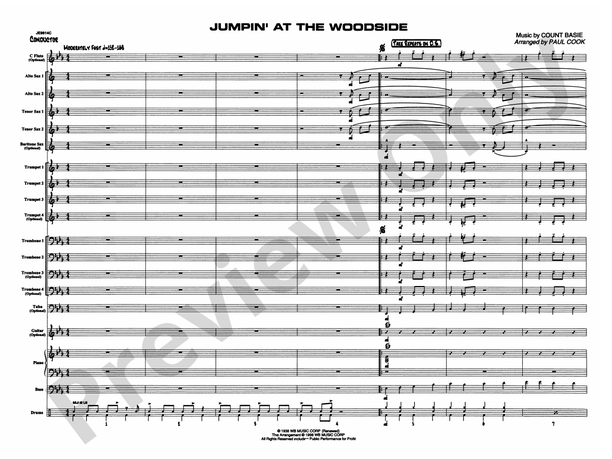 Jumpin' at the Woodside (Arr. Paul Cook) - Jazz Ensemble Conductor Score & Parts (Digital Download)
