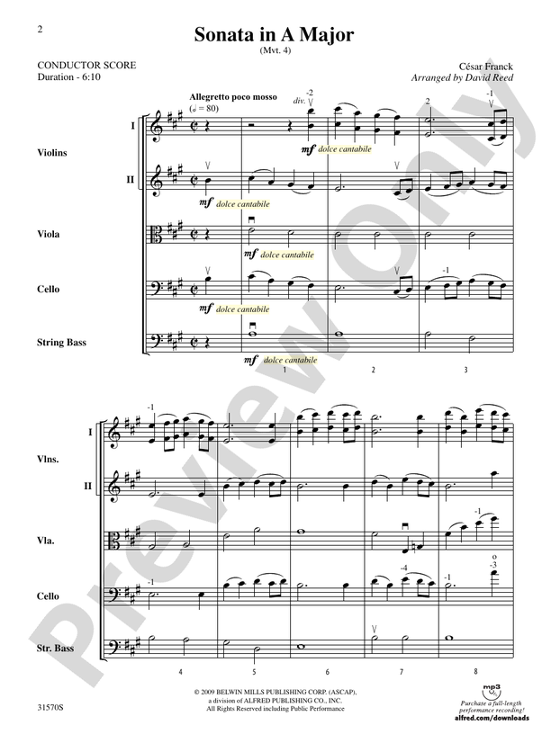 Sonata in A Major (Mvt. 4) – String Orchestra Conductor Score & Parts (Digital Download)